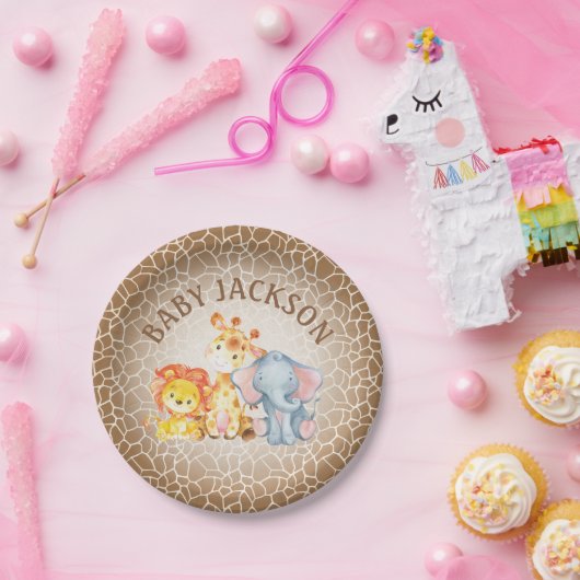 ジャングル象のベビーシャワーのプレート ペーパープレート (パーティー)
