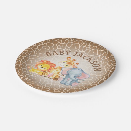 ジャングル象のベビーシャワーのプレート ペーパープレート (アングル)