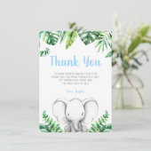 ジャングル象の男の子のベビーシャワー サンキューカード (スタンド正面)
