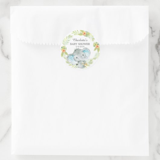 ジャングル象の赤ちゃんシャワーありがとう ラウンドシール (バッグ)