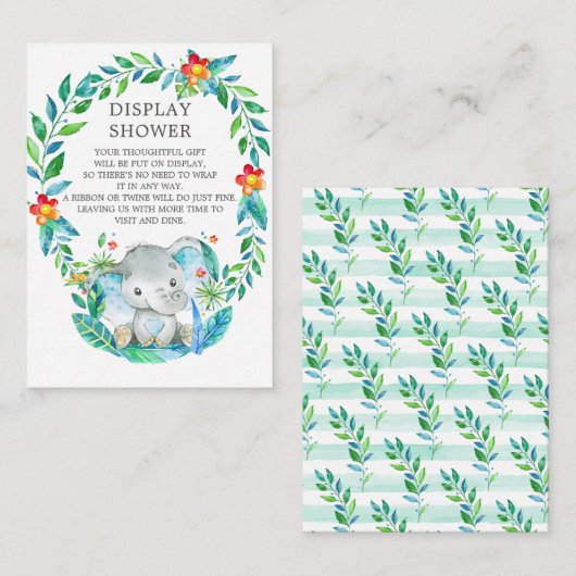 ジャングル象の赤ちゃんシャワーギフトディスプレイシャワー エンクロージャーカード (正面/裏面)