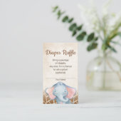 ジャングル象ベビーシャワーおむつラッフルカード エンクロージャーカード (スタンド正面)