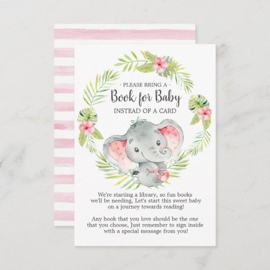 ジャングル象ベビーシャワーベビーカード帳 エンクロージャーカード (正面/裏面)