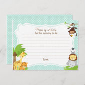 ジャングル赤ちゃんシャワーアドバイスカードは、お母さん アドバイスカード (正面/裏面)