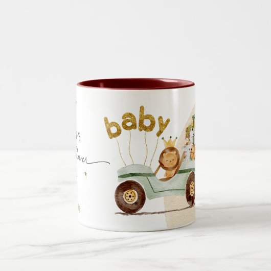 ジャングル赤ちゃんシャワーパーソナライズパーティー好意モメント ツートーンマグカップ (中央)