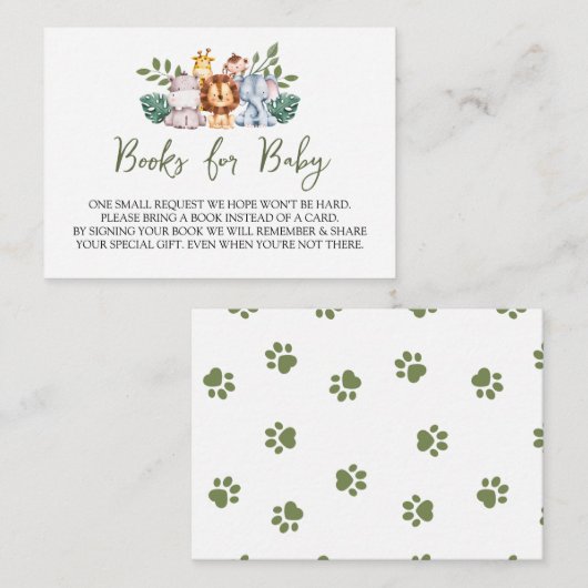 ジャングル赤ちゃんシャワー象ベビー エンクロージャーカード (正面/裏面)