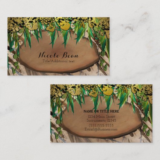 ジャングル金ゴールドグラムアニマルプリントシエレガントック 名刺 (正面/裏面)