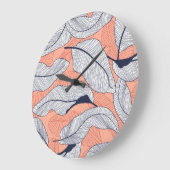 ジャングル離れの継ぎ目のない熱帯パターン ラージ壁時計 (傾斜)