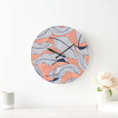 ジャングル離れの継ぎ目のない熱帯パターン ラージ壁時計 (ホーム)