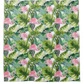 ジャングル離れピンクフラミンゴ シャワーカーテン (正面)