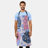 ジャングル風のシームレスな模様、手の付いた背景 エプロン (着用した状態)