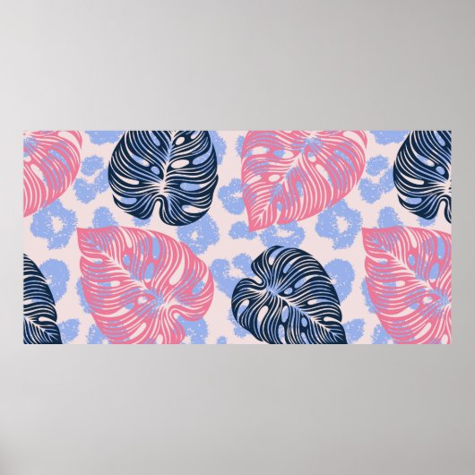 ジャングル風のシームレスな模様、手の付いた背景  ポスター (正面)