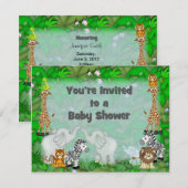 ジャングル風のベビーシャワー 招待状 (正面/裏面)