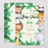 ジャングル風のベビーシャワー 招待状 (正面/裏面)