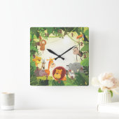 ジャングル風の スクエア壁時計 (ホーム)