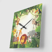 ジャングル風の スクエア壁時計 (傾斜)