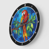 ジャングル鮮やかジュエル» – ステンドグラスのオウムの壁 ラージ壁時計 (傾斜)