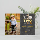 ジャングル黒板2匹の野生の写真リアルゴールド 箔招待状 (立ち正面)