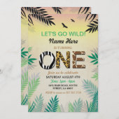 ジャングル1歳誕生日パーティー サファリ動物園 招待状 (正面/裏面)