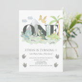 ジャングル1stバースデーウォーターカラー恐竜パーティー 招待状 (スタンド正面)