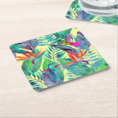 ジャングル2の水彩画Humminbirds スクエアペーパーコースター (アングル)