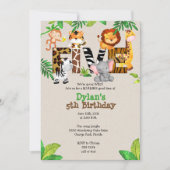 ジャングル5バースデーパーティ招待状 招待状 (正面)