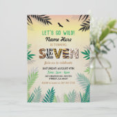 ジャングル7誕生日7パーティーサファリZOOワイルド 招待状 (スタンド正面)