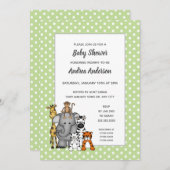 ジャングル·アズ·ニュートラル·ジェンダー·ベビー·シャワー 招待状 (正面/裏面)