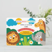 ジャングル・アニマルズ誕生日パーティーへの招待 招待状 (スタンド正面)