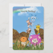 ジャングル・アニマルズ誕生日パーティー 招待状 (正面)