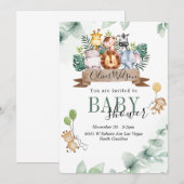 ジャングル アニマル ベビー シャワー 招待状 (正面/裏面)