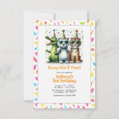 ジャングル・アニマル「Young Wild and Three!」 3回目の誕生日 招待状 (正面)