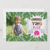ジャングル·ガールの2回目の誕生日パーティーの写真の招待 招待状 (正面)