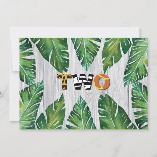 ジャングル·ガールの2回目の誕生日パーティーの写真の招待 招待状 (裏面)