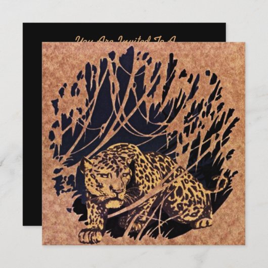 ジャングル・キャットのテーマのサファリの誕生日のパーティの招待状 招待状 (正面/裏面)