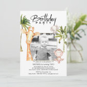 *～*ジャングル・キリン2 2 AR21フォト誕生日 招待状 (スタンド正面)