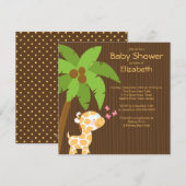 ジャングル ギラフ ニュートラル ベビーシャワー 招待状 (正面/裏面)