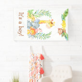 ジャングル·サファリの動物たちがかわいい子ども用シャワー 横断幕 (インサイチュ)