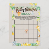 ジャングル·サファリの動物たちがベビーシャワービンゴゲームカード エンクロージャーカード (正面/裏面)