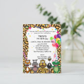 ジャングル·サファリの子どもたちの誕生日パーティー招待状 招待状 (スタンド正面)