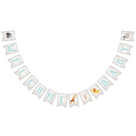 ジャングル·サファリ動物たちがペナント旗にベビーシャワー バンティングフラッグ