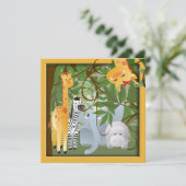 ジャングル·サファリ動物誕生日パーティー招待状 招待状 (スタンド正面)