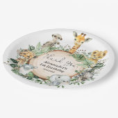 ジャングル·サファリ·グリーンリー野生動物誕生日 ペーパープレート (アングル)