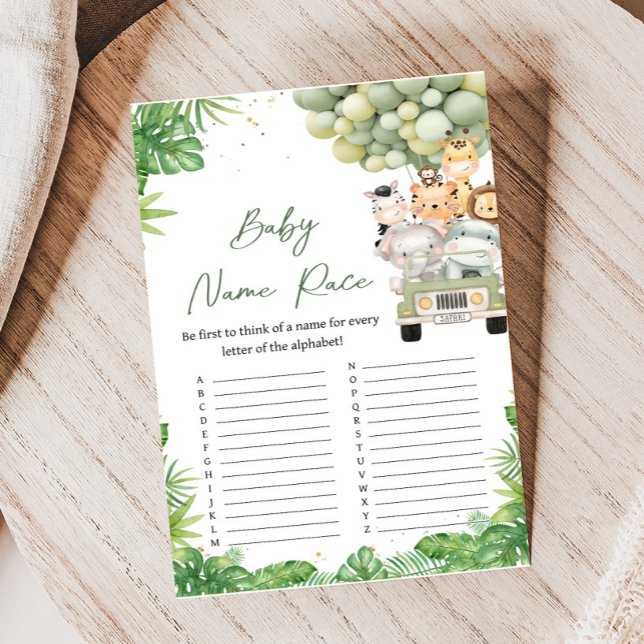 ジャングル・サファリ・シャワーベイビー・ネーム・レース・ゲーム (Safari Animals Baby Shower Game)