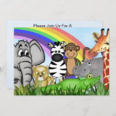 ジャングル/サファリ ベビーシャワー 招待状 (正面/裏面)
