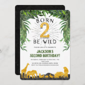 ジャングル,サファ生まれリ, 2は野生,第2の誕生日 招待状 (正面/裏面)