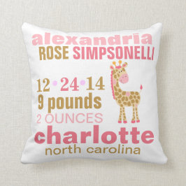 ジャングル・ジル・ピンク・キリン誕生のお知らせ クッション