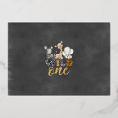 ジャングル チョークボード ツー ワイルド フォト リアル ゴールド 箔招待状 (裏面)