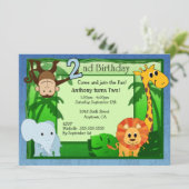 ジャングル テーマ 2歳の誕生日 招待状 (スタンド正面)
