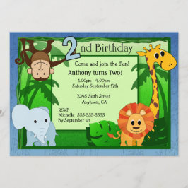 ジャングル テーマ 2歳の誕生日 招待状